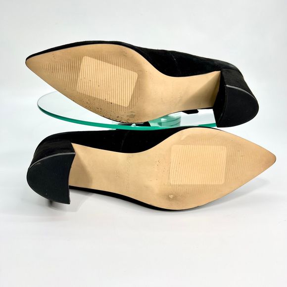 Marc Fisher Carney Heels Size 8 M Black Suede Leather Pointed Toe Strap - Picture 9 of 12